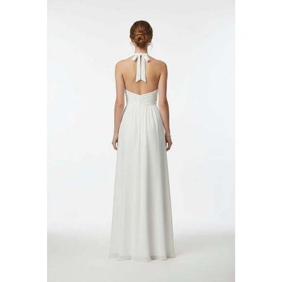 Copied - AW Bridal Wm's white Halter V Twist Chiffon Wedding Dress Sz 10 NWOT - Picture 2 of 7